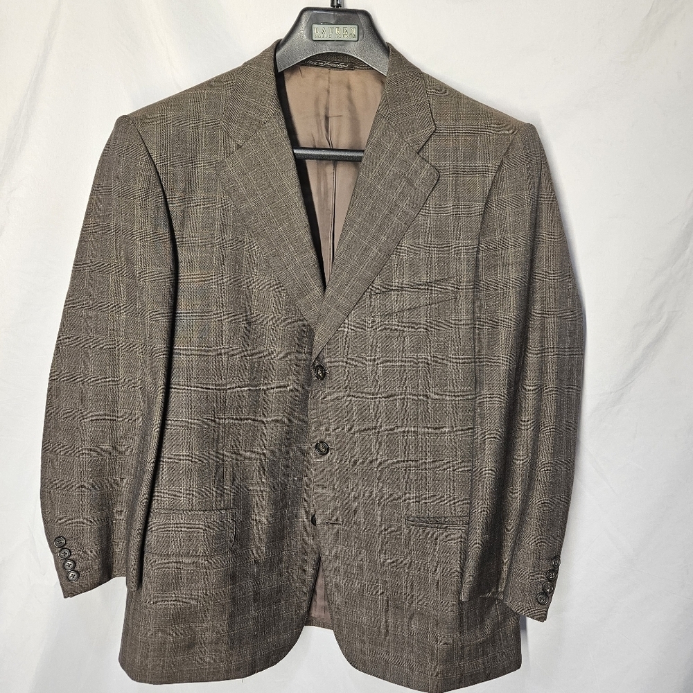 Ermenegildo Zegna Sport Coat Men's 52 Brown Fine Worsted Super 100's Wool Italy